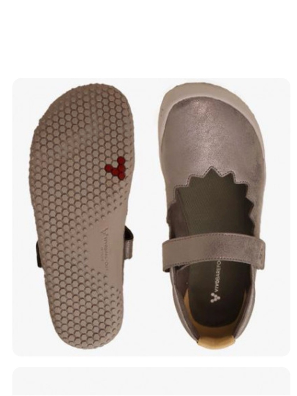 Vivobarefoot Kids Barefoot Shoes EU 33J Silver Gray Mary Jane Velcro Minimalist